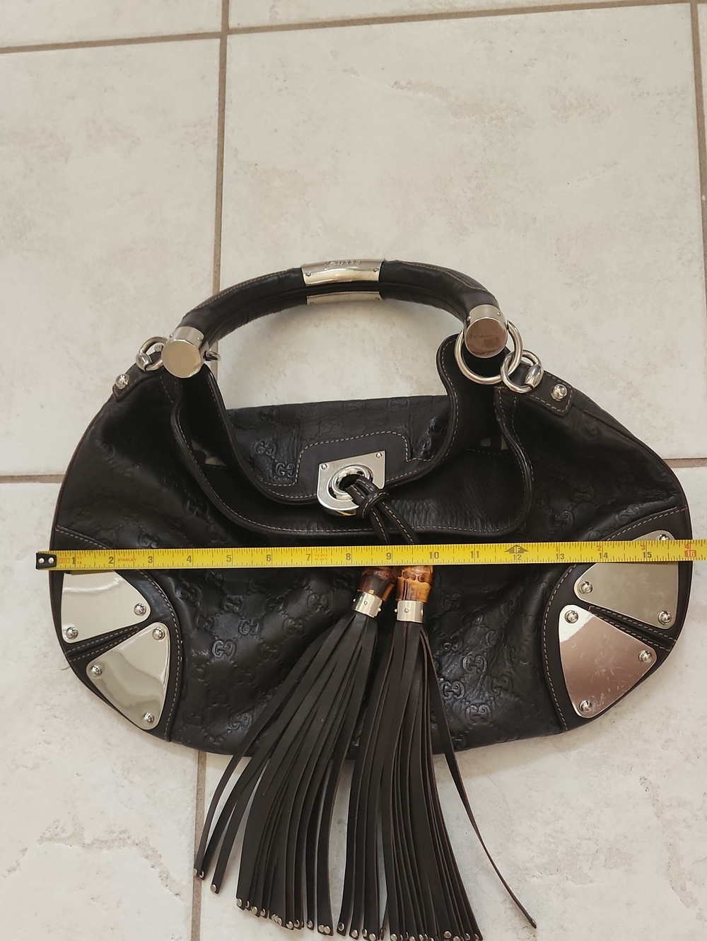 Gucci Babouska Indy Hobo Bag Dark Brown Guccissima Leather AUTHENTIC - Picture 15 of 16
